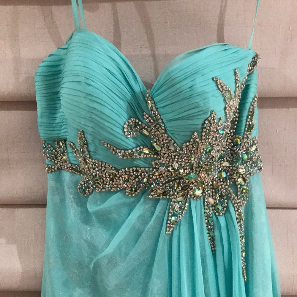 Dave and Johnny Teal Blue Prom Dress Size 0